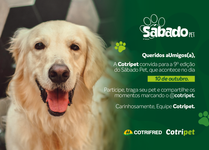 Faltam três dias para o 9º Sábado Pet Cotripet