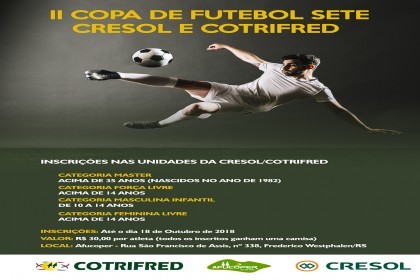 Inscrições para a 2ª Copa Cresol/Cotrifred estão abertas